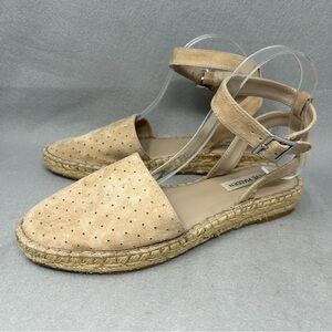 Steve Madden Espadrille Sandals Women size 9.5 Suede Leather Lesko Ankle Strap